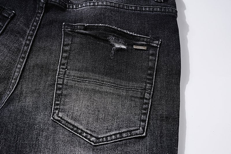 AMIRI Black Distressed Letter Graphic Jeans — detail